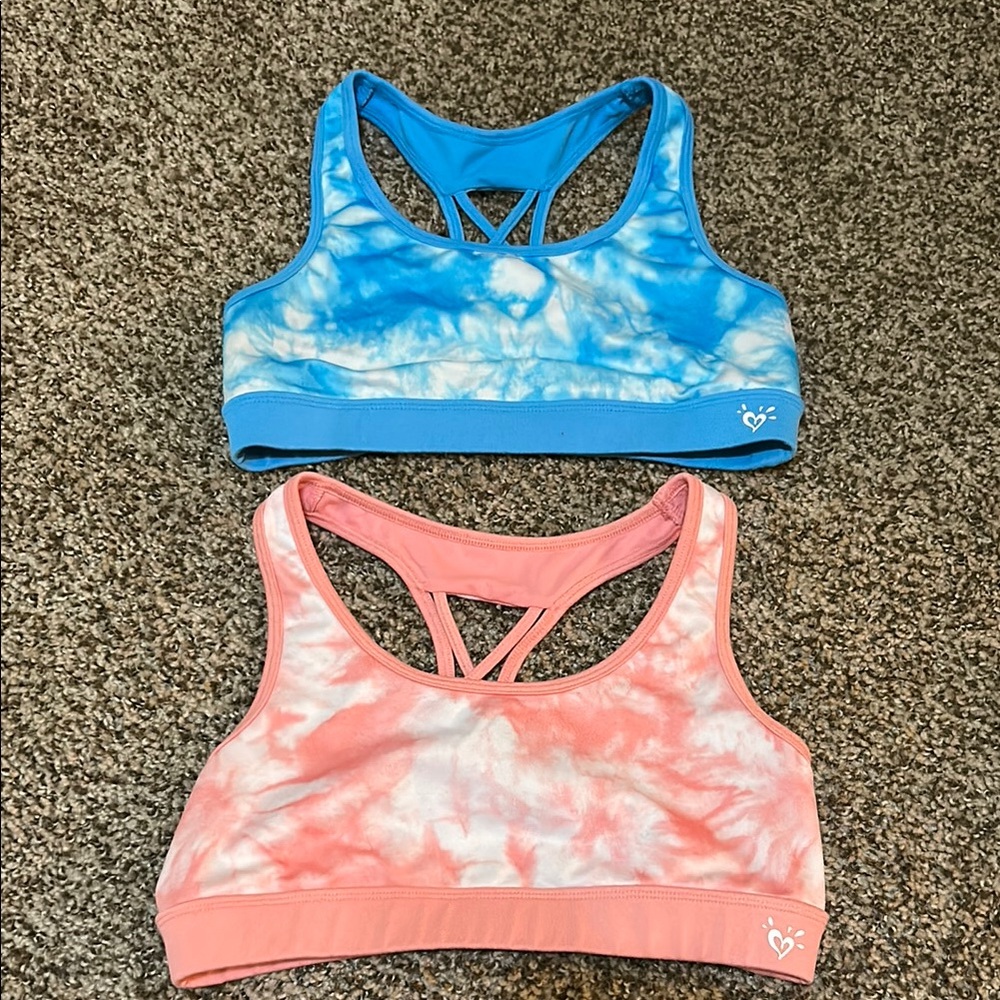 Blue and Pink Tie-Dye Sports Bras